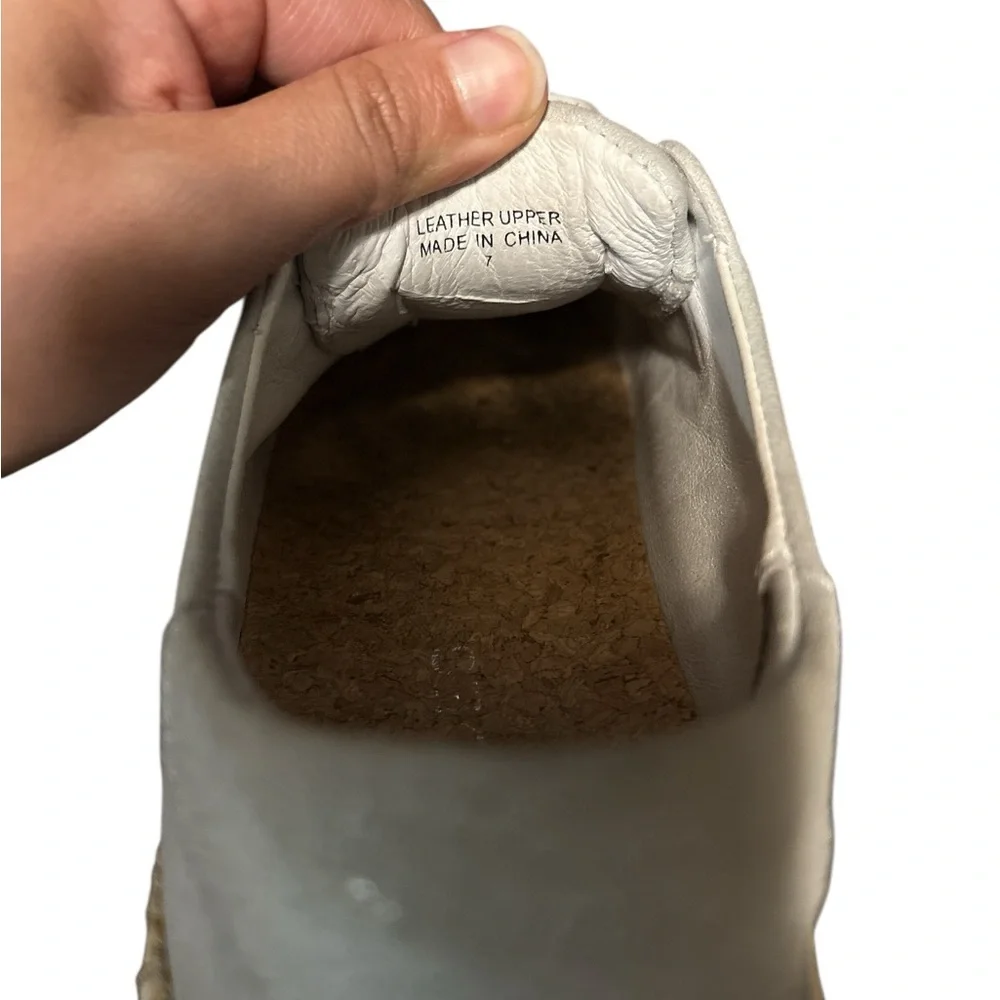 J/Slides NYC Kayla Leather Metallic Gray Slip-On Sneakers Whipstitch Detail Sz 7